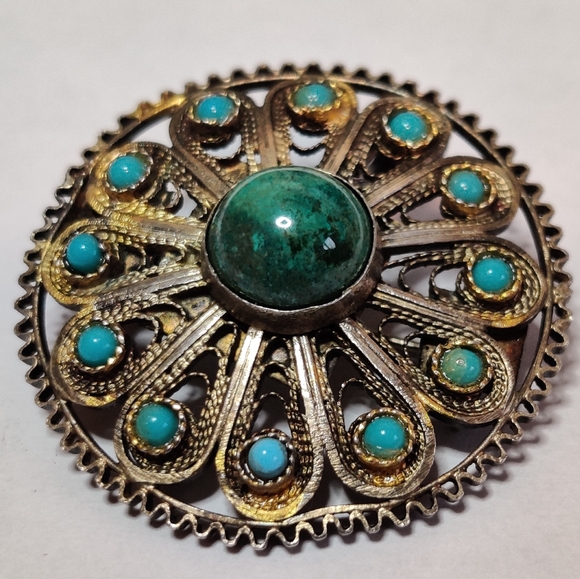 Vintage Sterling Silver Filigree Brooch/Pendant - Picture 1 of 15